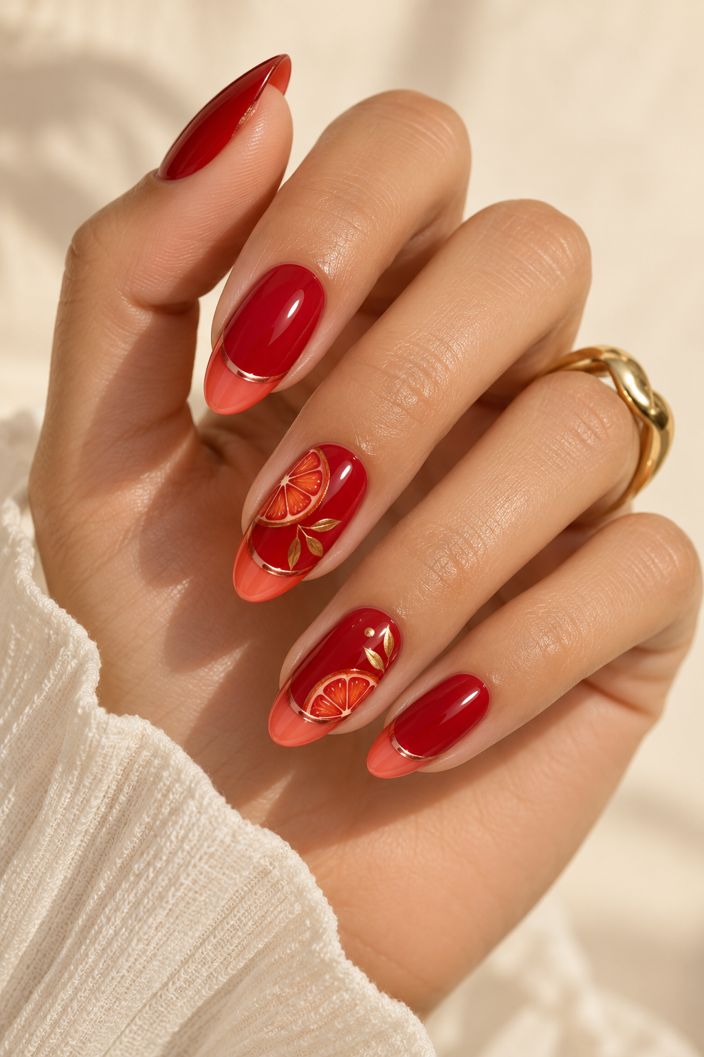 Red summer nails idea 12