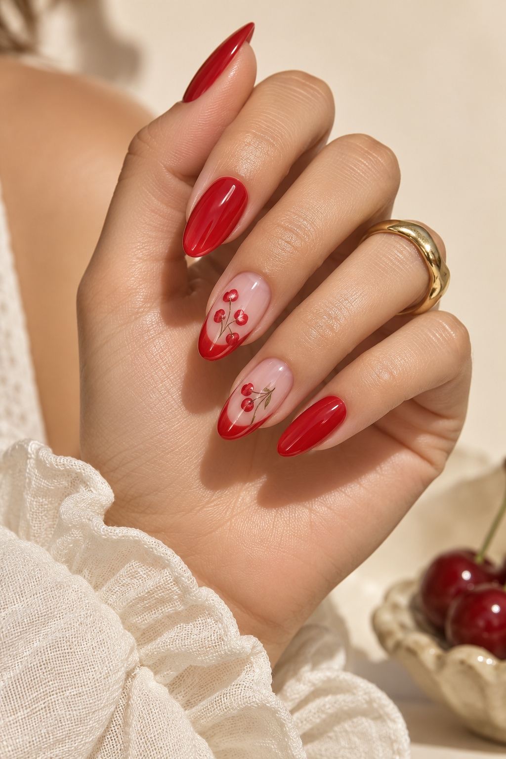Red summer nails idea 16