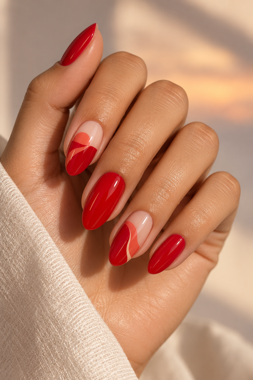 Red summer nails idea 18
