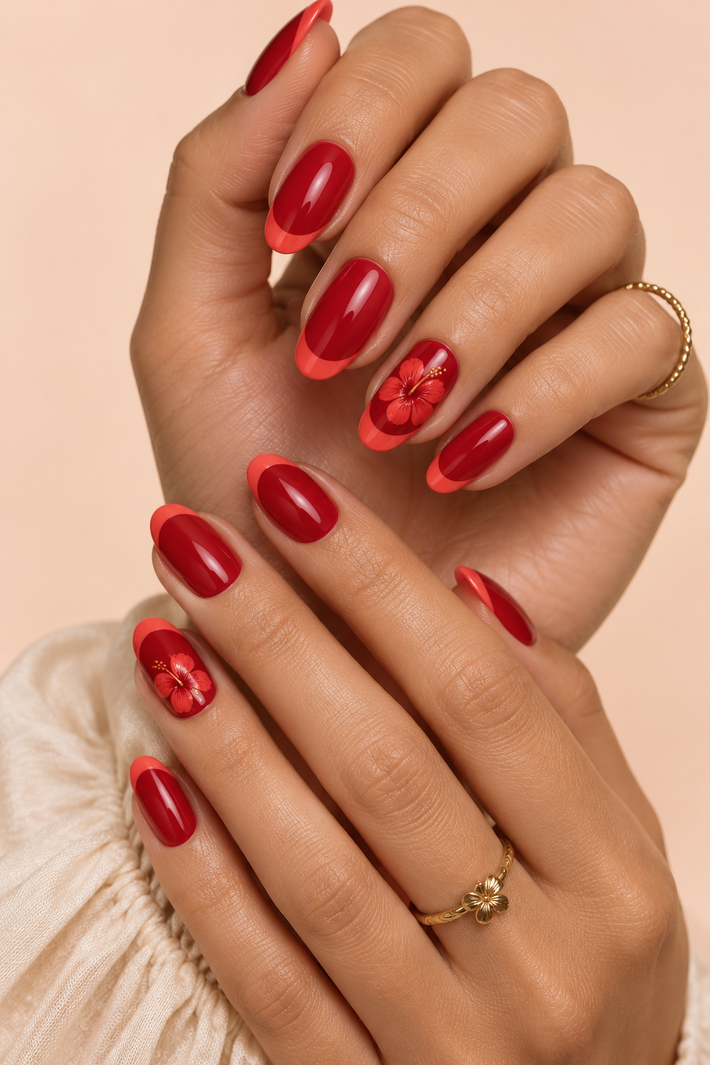 Red summer nails idea 20