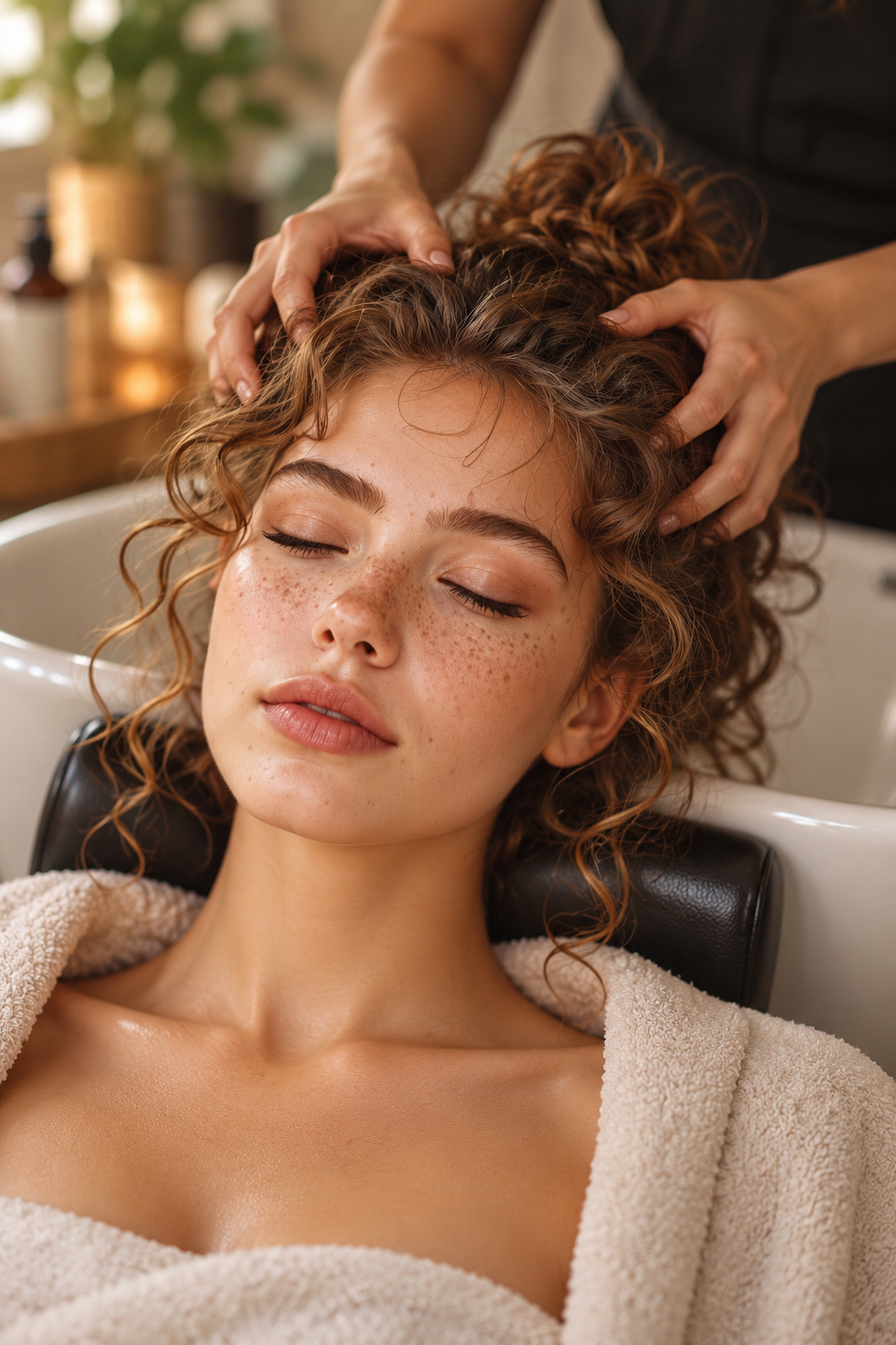 space buns hairstyle ideas: massage the scalp