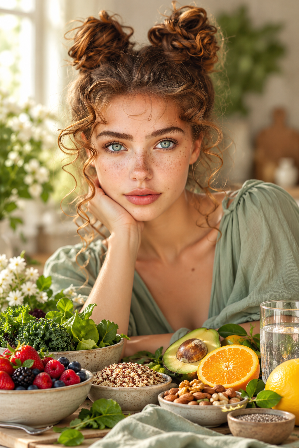 space buns hairstyle ideas: consider a balanced diet