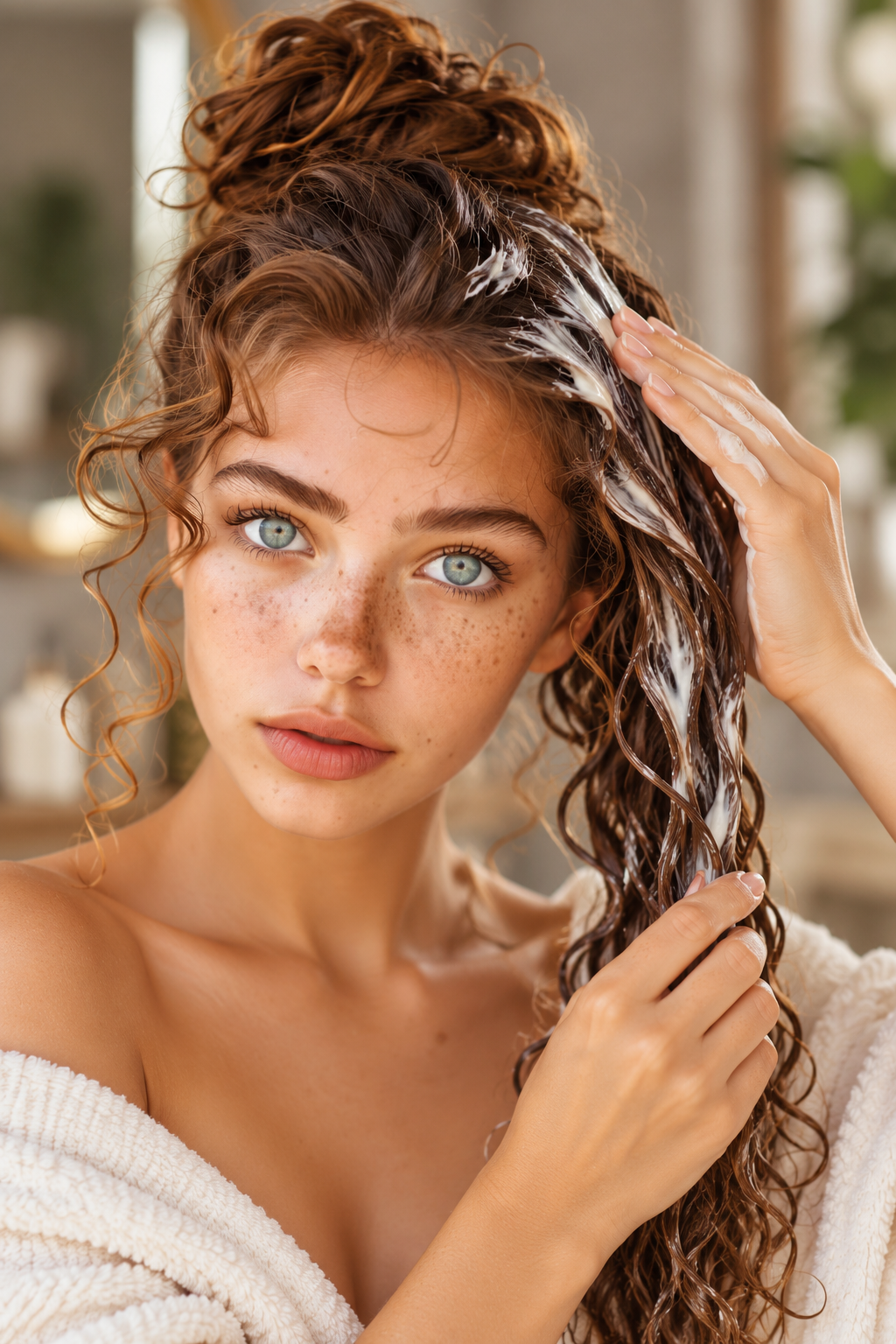 space buns hairstyle ideas: try a simple hair mask