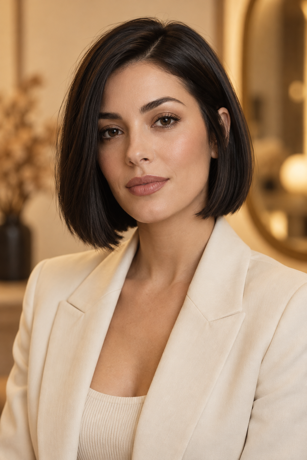 ear length short bob hairstyles: polished black bob