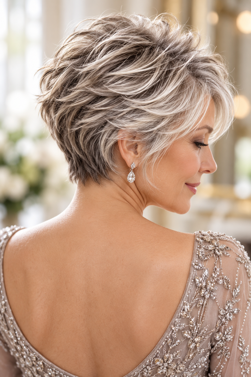 Textured Silver Pixie mother of the bride hairstyles