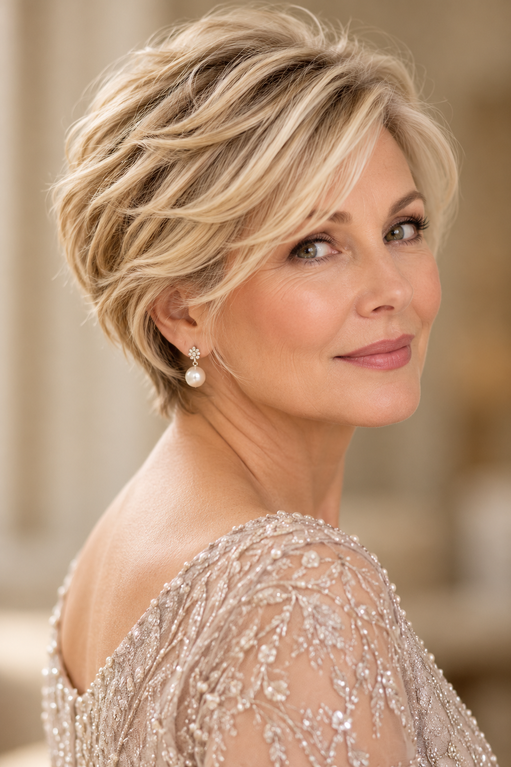 Pearl Blonde Crop mother of the bride hairstyles