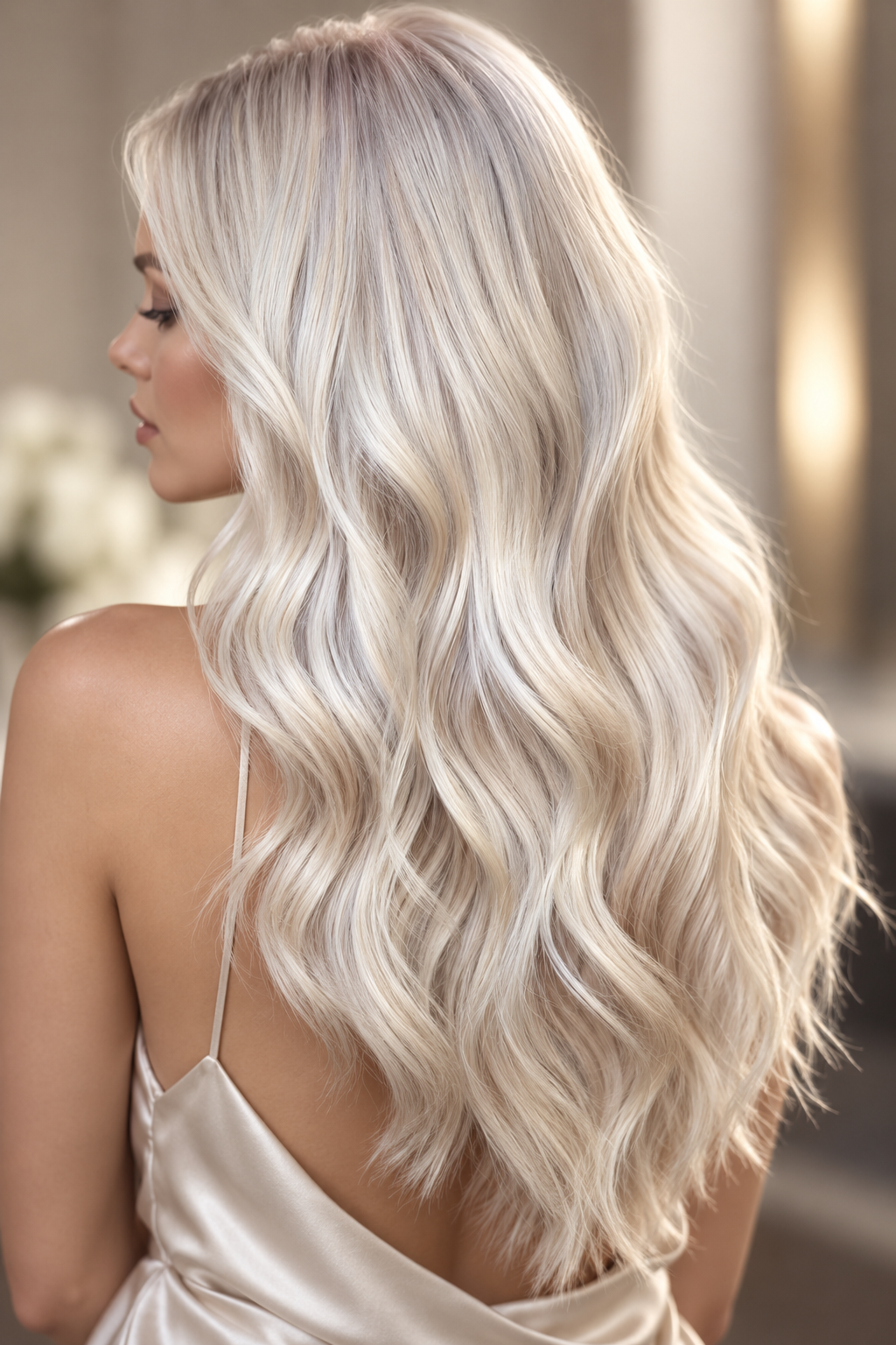 platinum blonde hairstyle ideas: platinum blonde beach waves