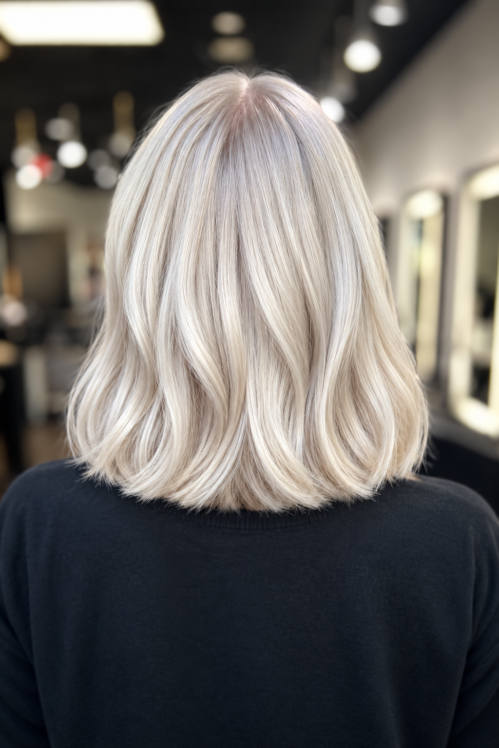 platinum blonde hairstyle ideas: blunt blonde lob