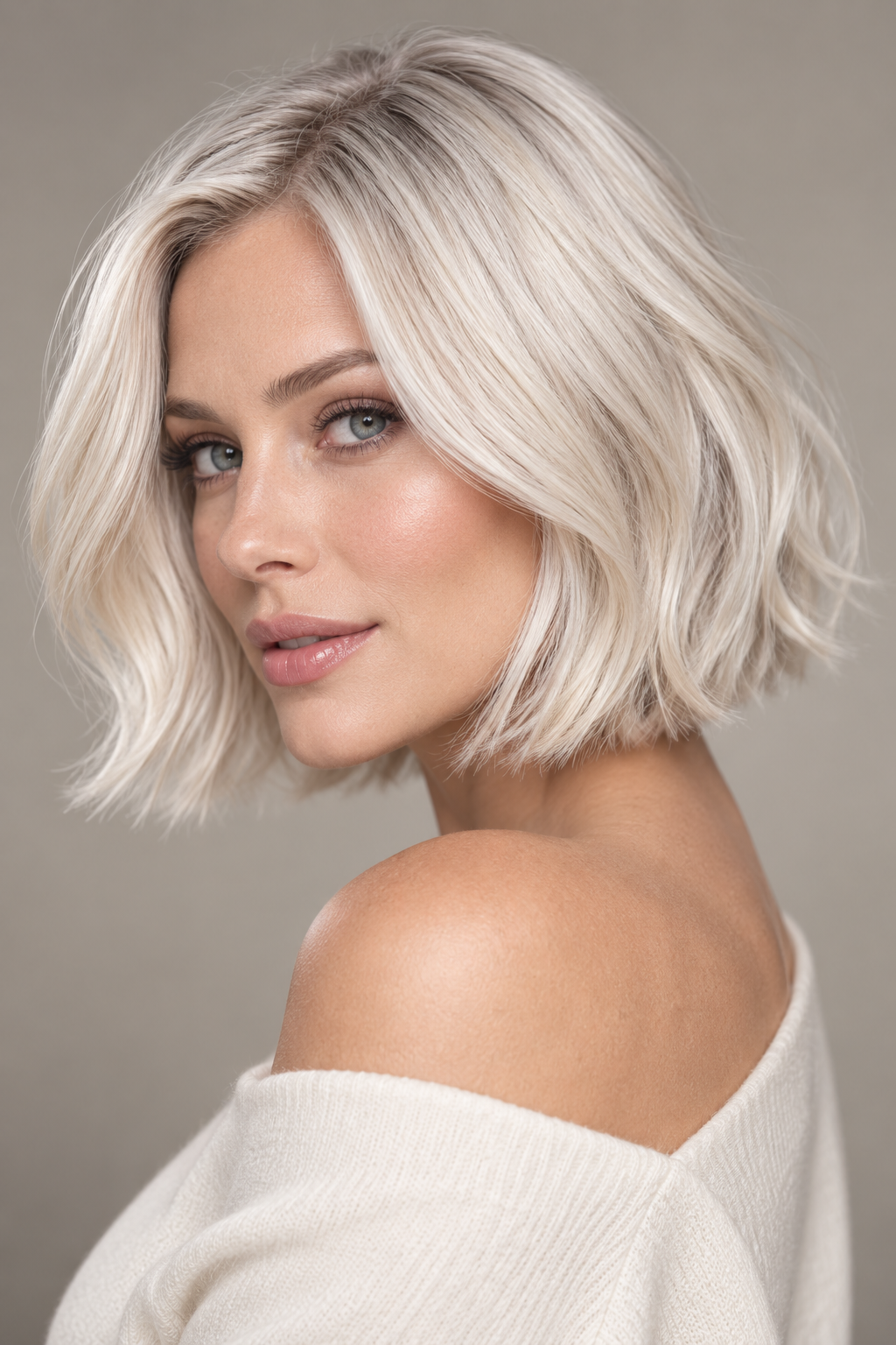 platinum blonde hairstyle ideas: platinum blonde french bob