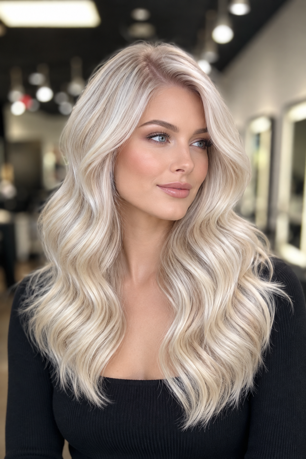 platinum blonde hairstyle ideas: platinum blonde side part