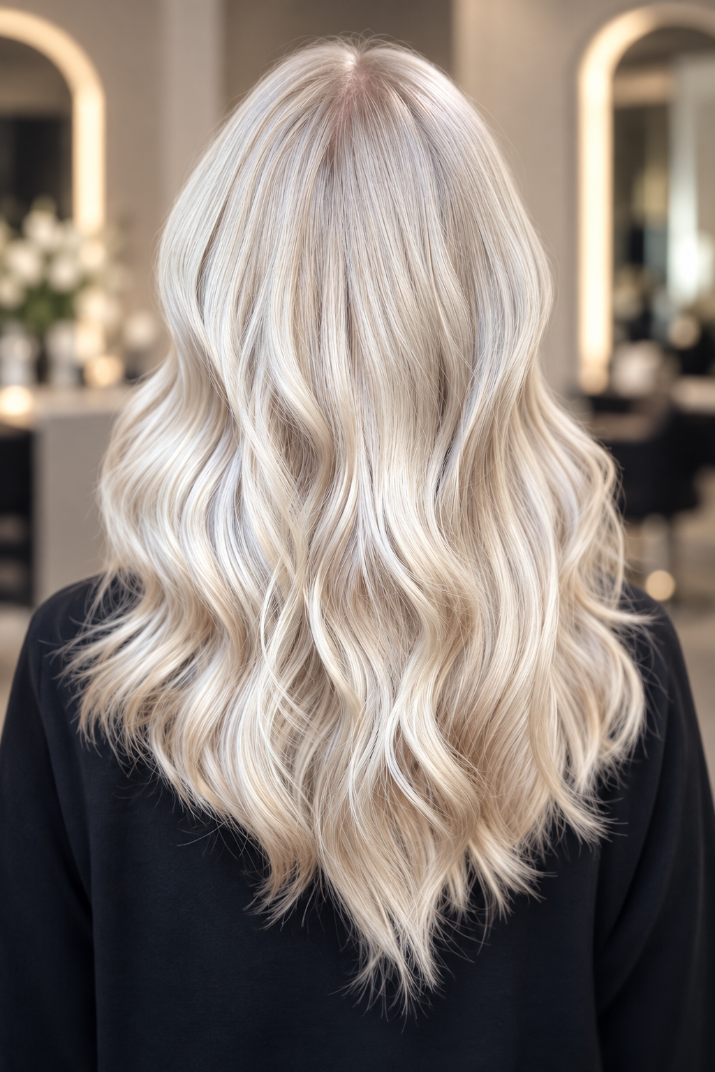 platinum blonde hairstyle ideas: platinum blonde feathered layers