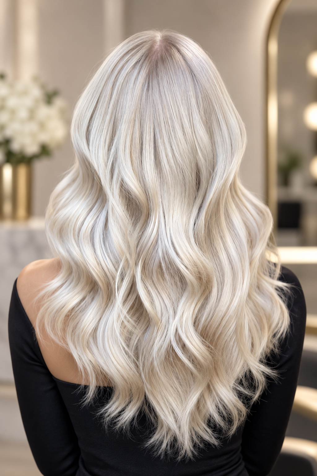 platinum blonde hairstyle ideas: long platinum blonde curls