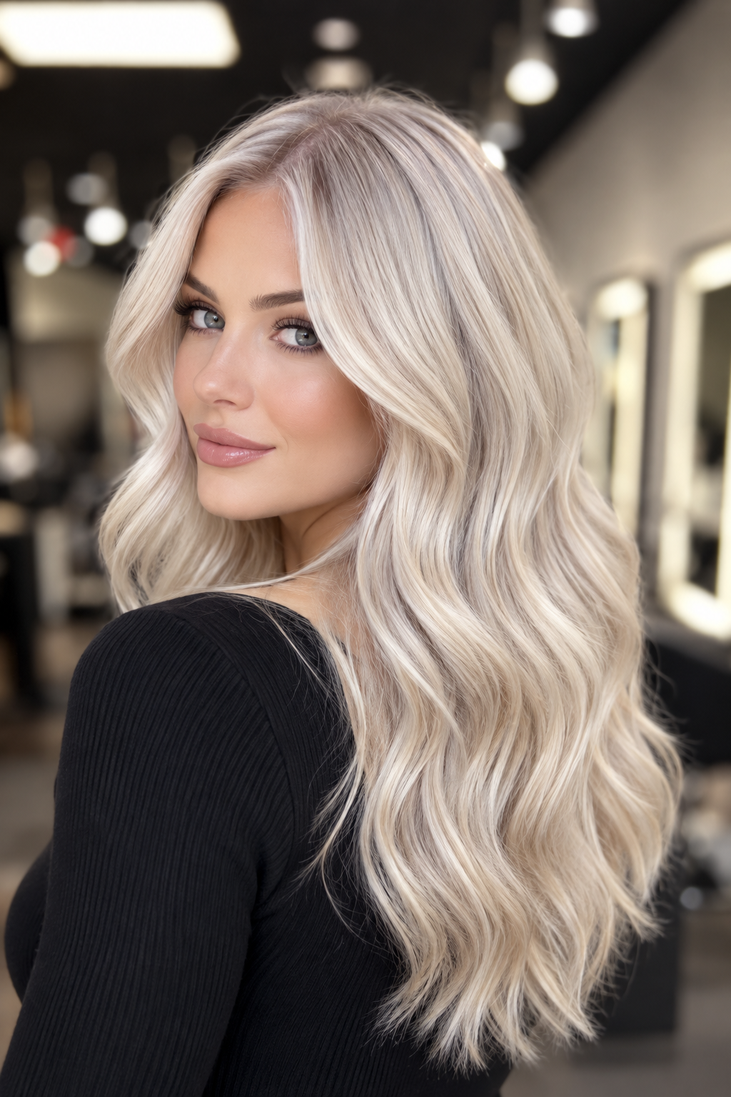 platinum blonde hairstyle ideas: platinum blonde face-framing pieces