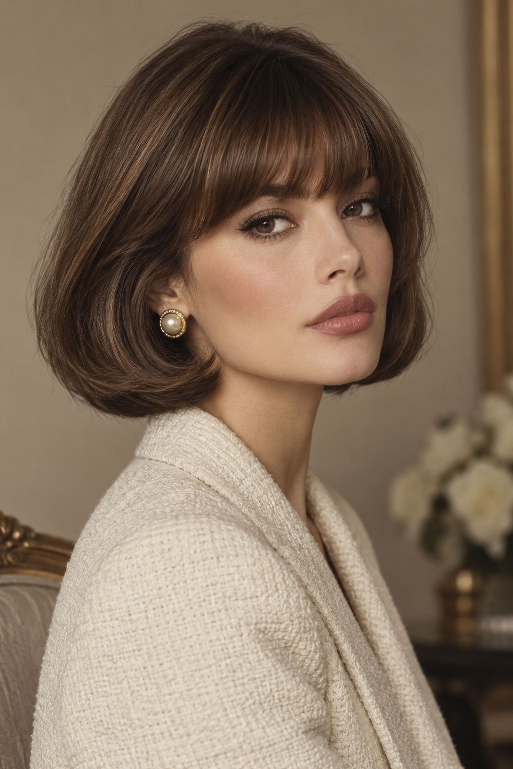 old money bob hairstyles: classic old money bob with bangs