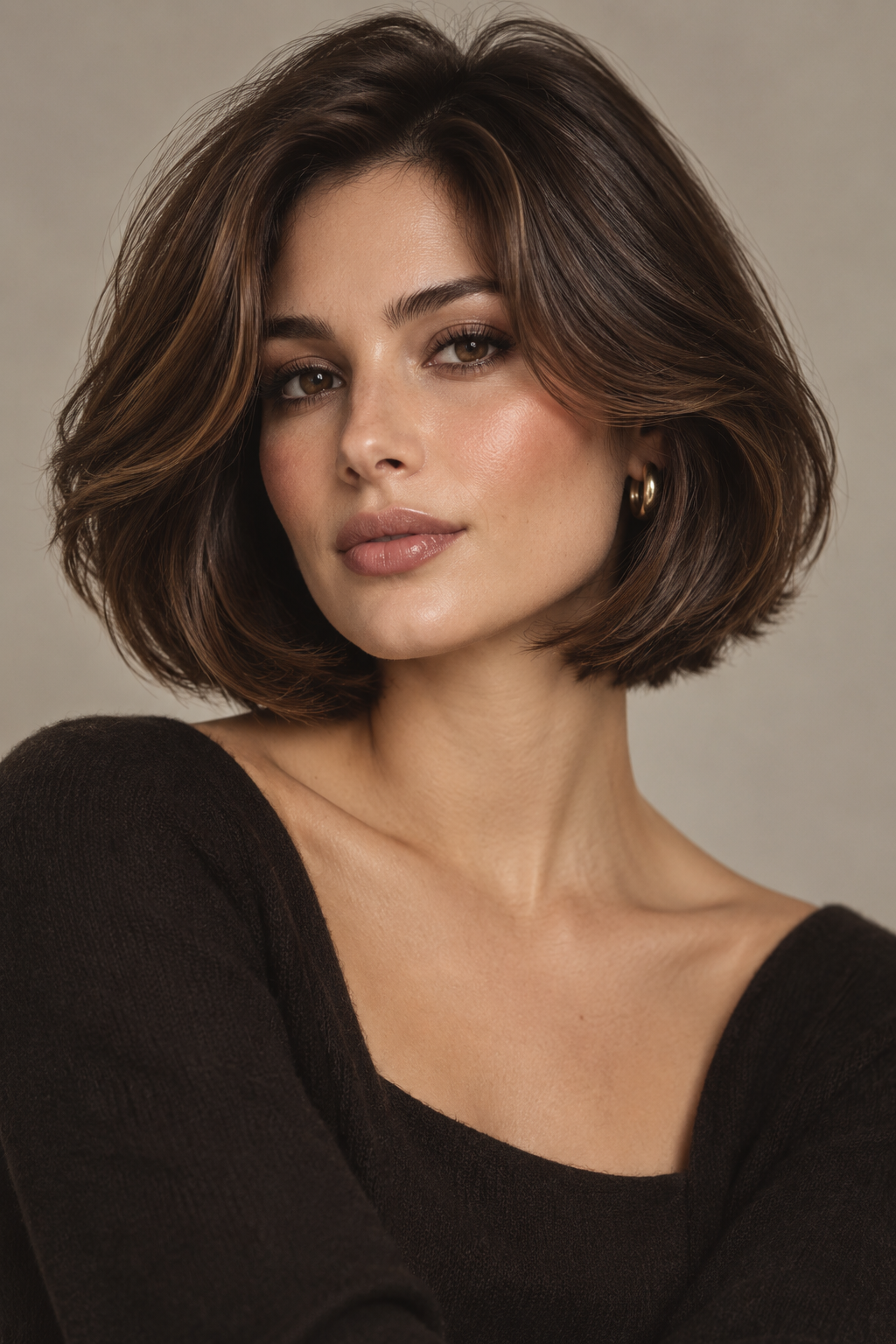 old money bob hairstyles: layered old money brunette bob