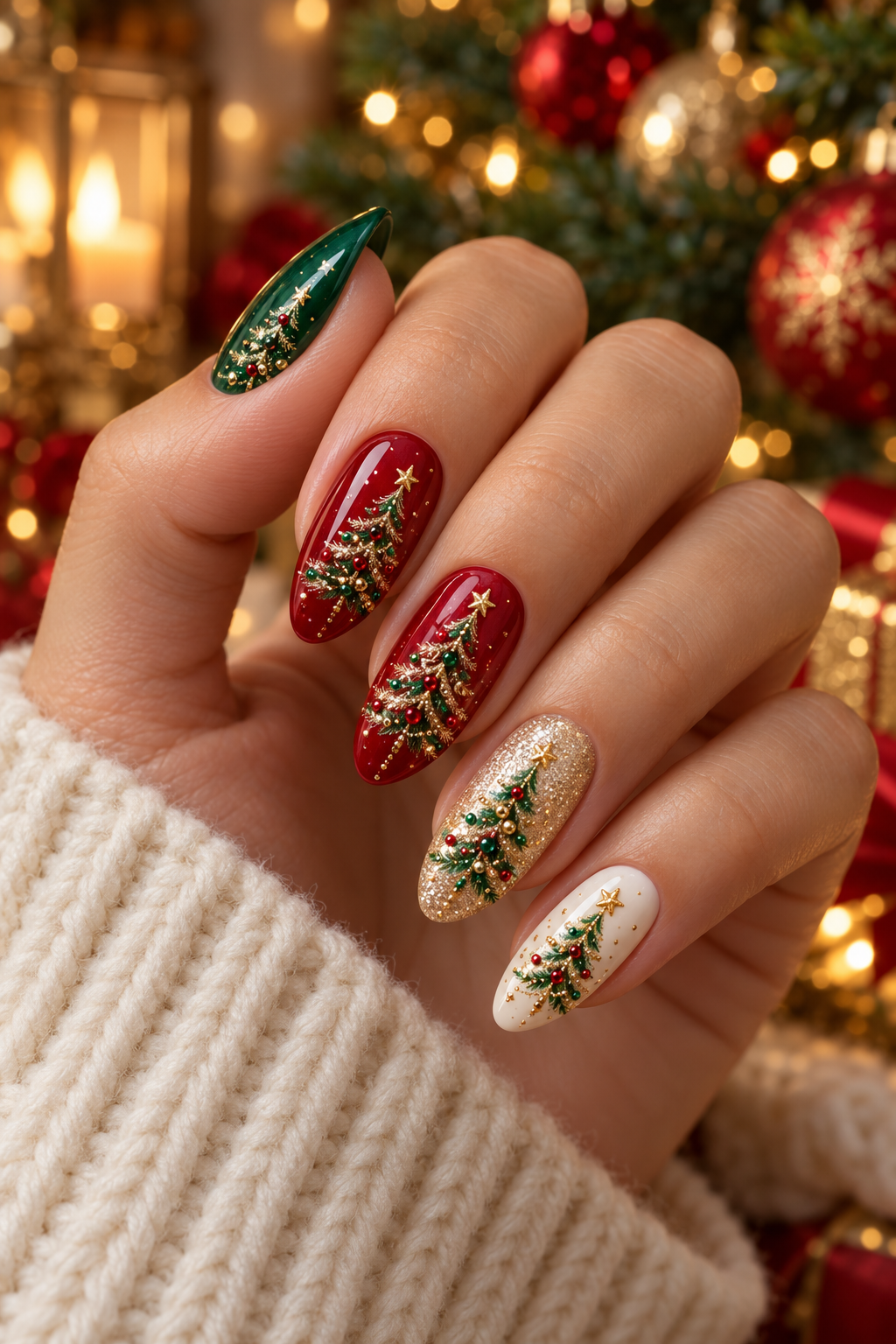 Evergreen micro trees Christmas tree nails