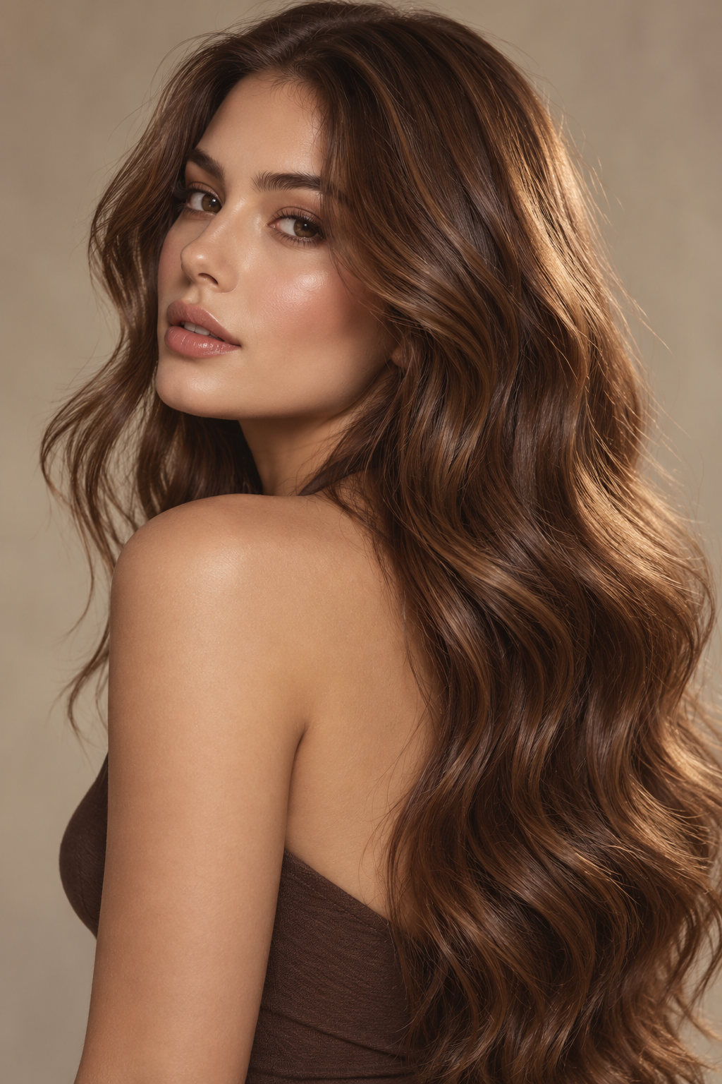 warm chestnut glow hair colors for long hair