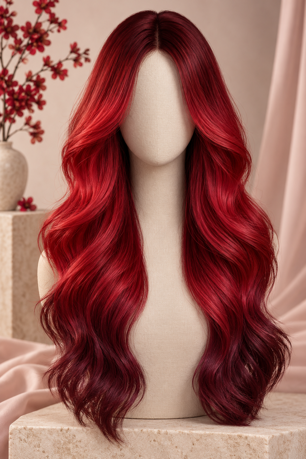 bold cherry red melt hair colors for long hair