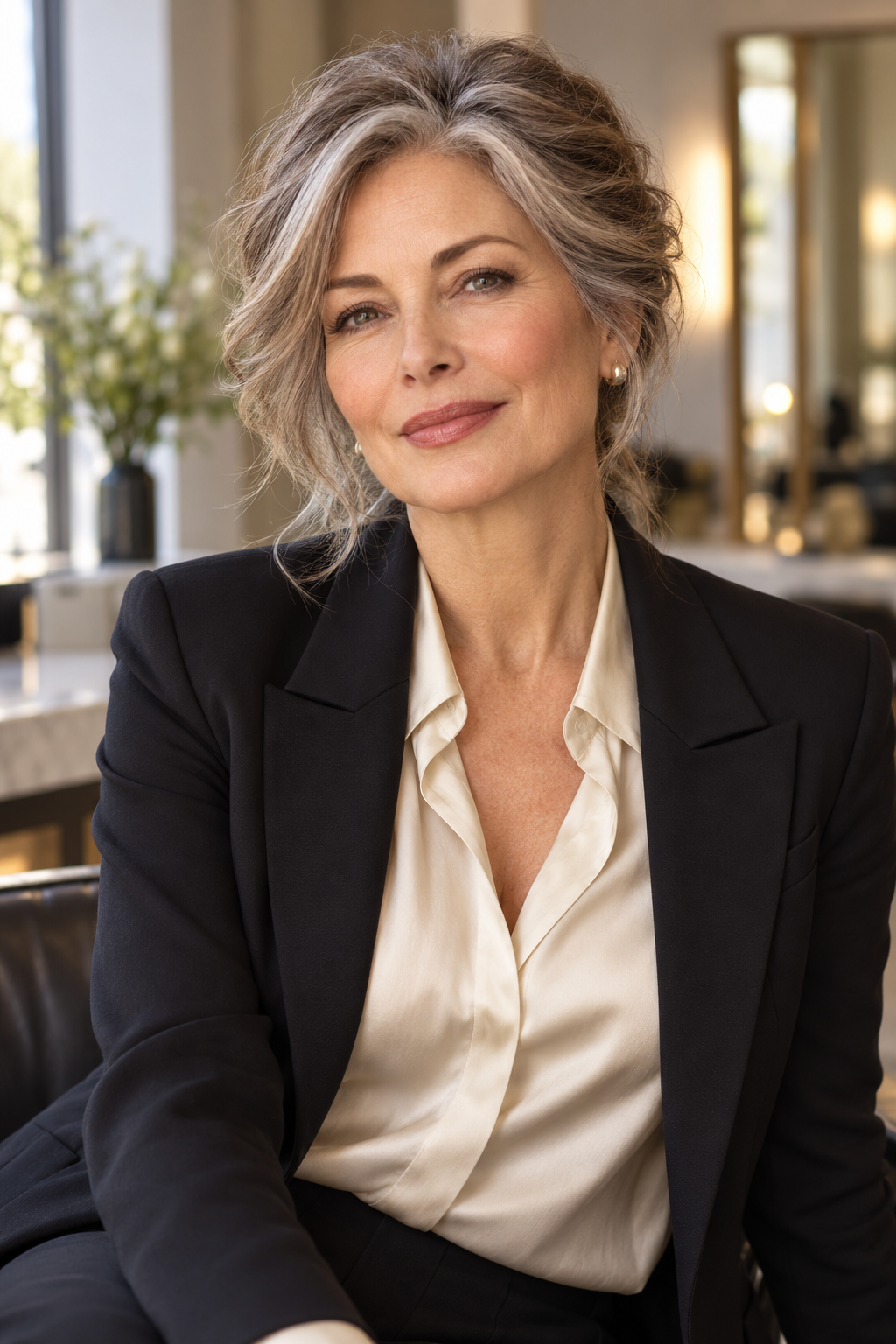 silver curls with movement for women over 60