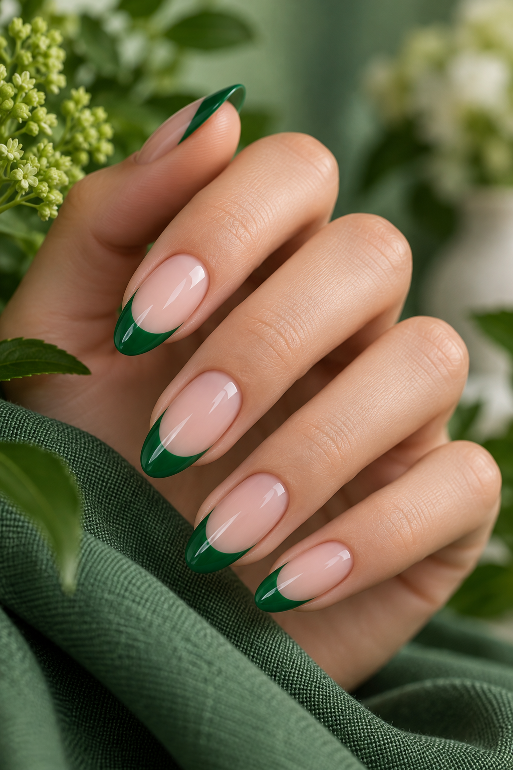 Lucky Green French Tips st patricks day nail ideas