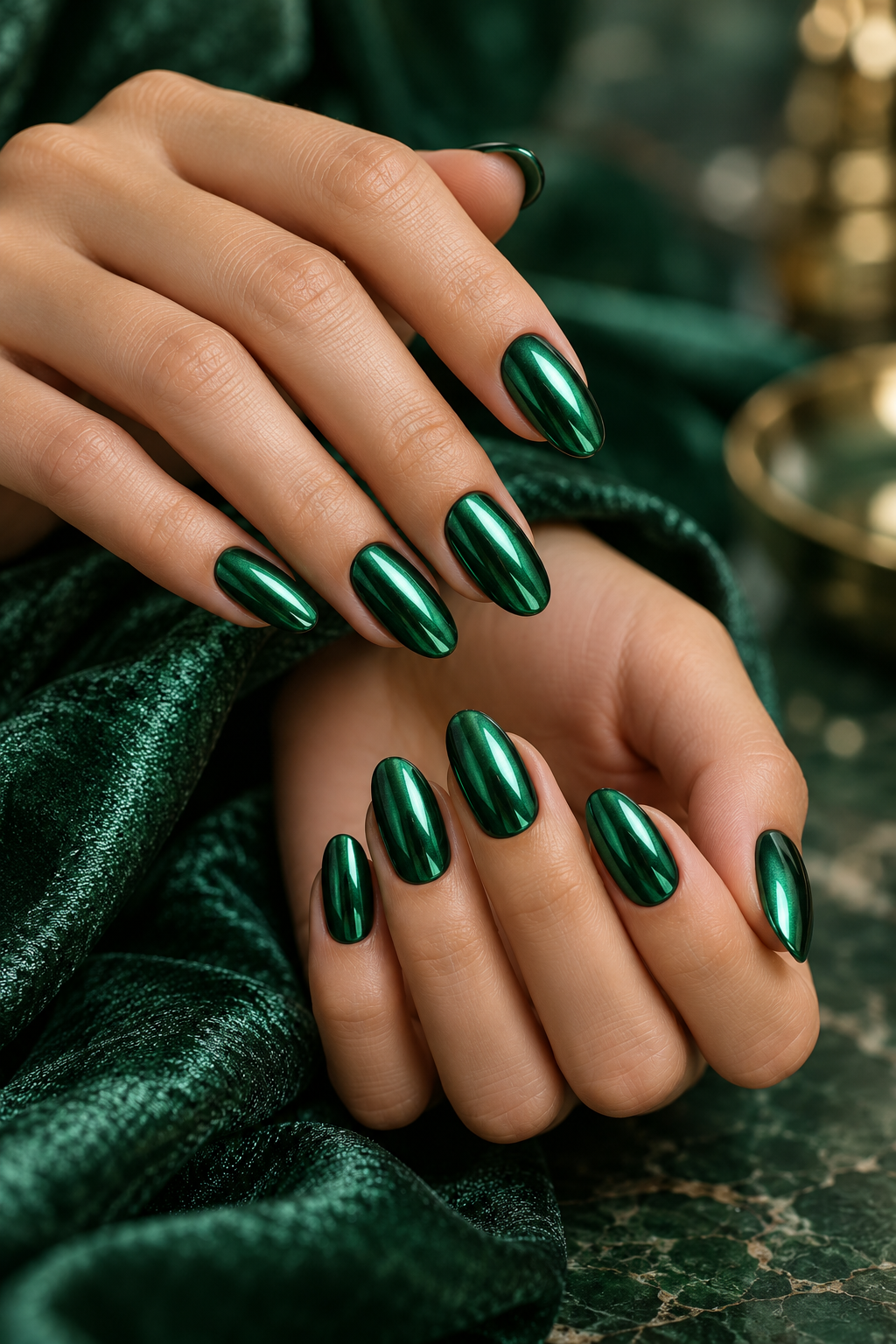 Emerald Chrome Shine st patricks day nail ideas