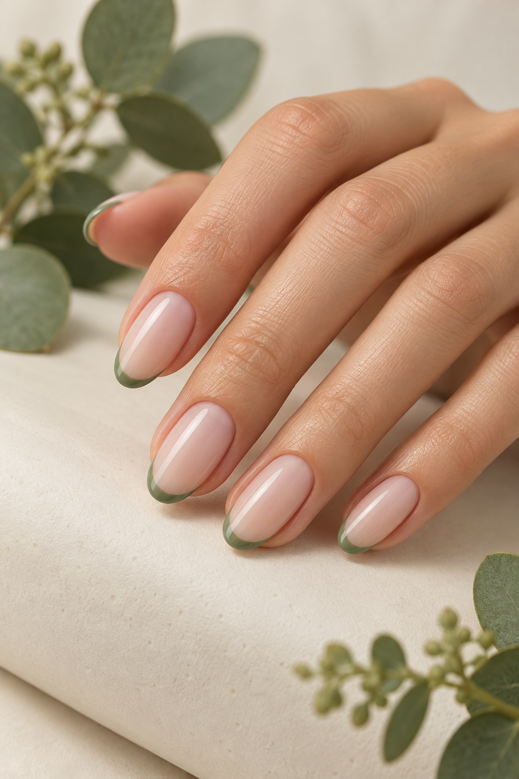 Soft Sage Micro-French st patricks day nail ideas