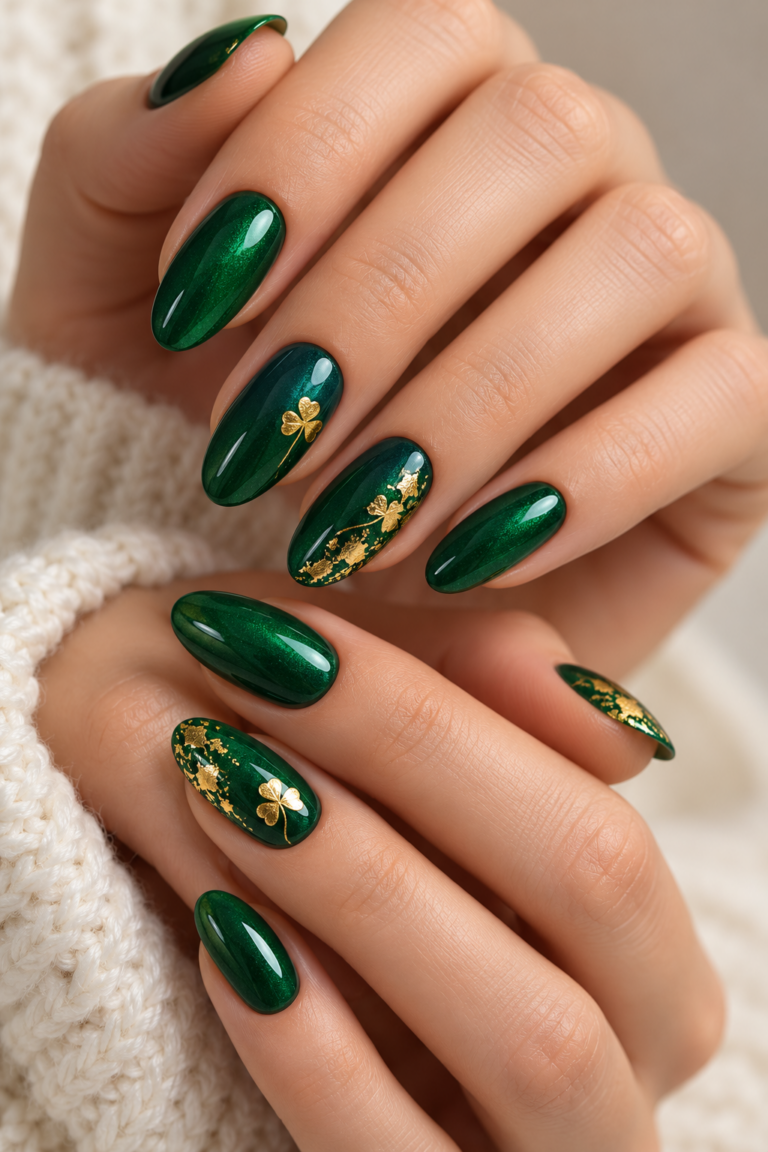 St. Patrick’s Day green nail ideas featured manicure