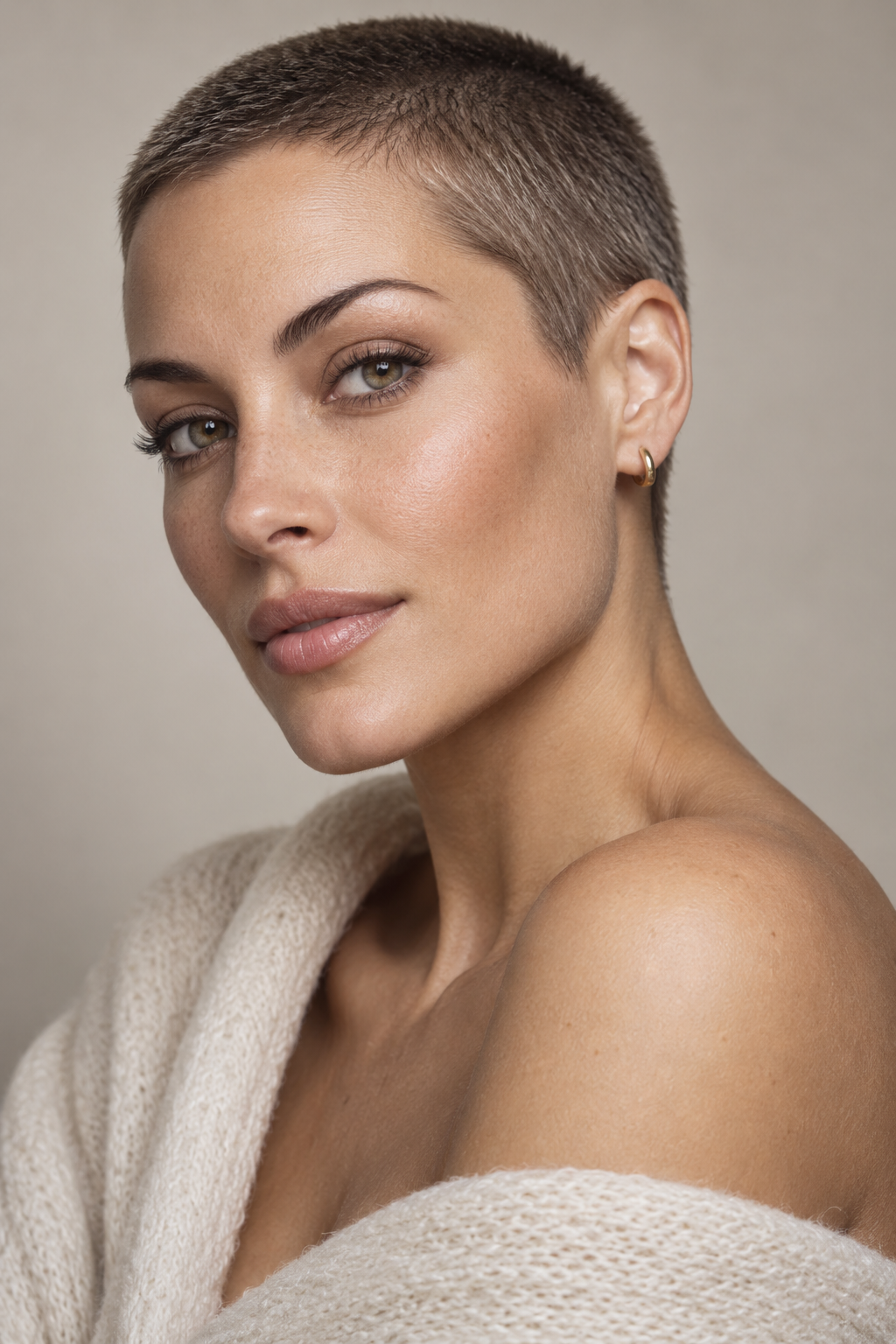 very short haircut styles: polished buzz-inspired cut